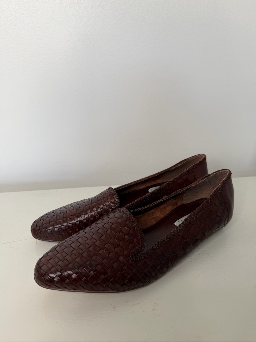 Premiere Vintage Brown Woven Leather Loafers Flats Made in Brazil Women’s 9.5M